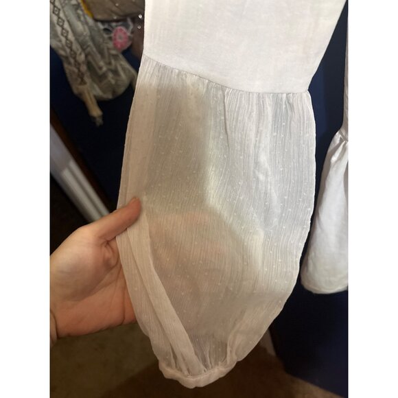 Free People Ivory Long-Sleeve Blouse With Lace Inserts & Sheer Panels Boho Style - Picture 7 of 9